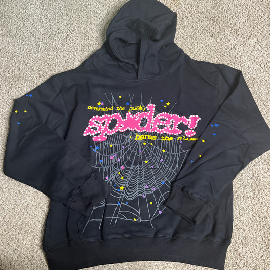 Brand New - Spyder Worldwide Black and Pink Spider Hoodie - Size S